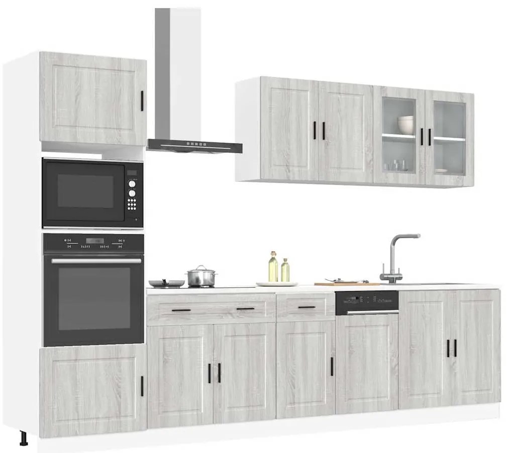 vidaXL 7 peças armário de cozinha conjunto Kalmar cinza sonoma