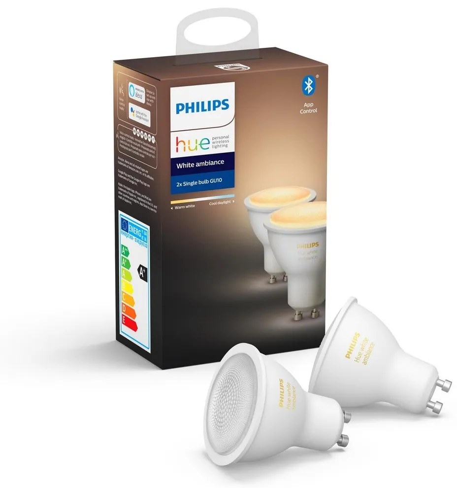 CONJUNTO 2x Lâmpada LED com regulação Philips Hue WHITE AMBIANCE GU10/5W/230V