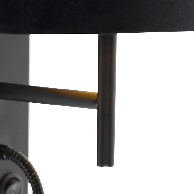 LED Candeeiro de parede Art Deco preto com abajur de veludo - Stacca Moderno