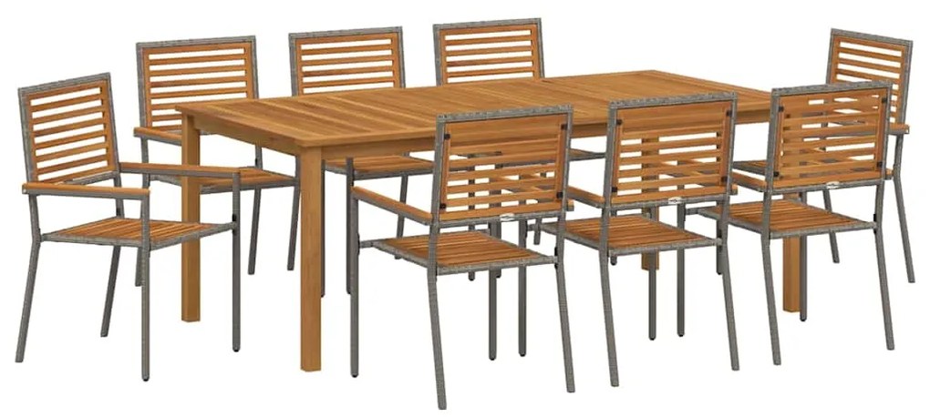 Conjunto de Jantar de Jardim 9 pcs Cinzeto 200 x 100 x 74 cm