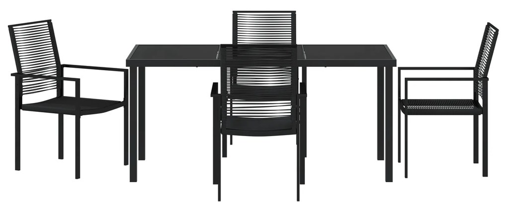 Conjunto de Jantar Jardim 5 Peças Preto Rattan PVC