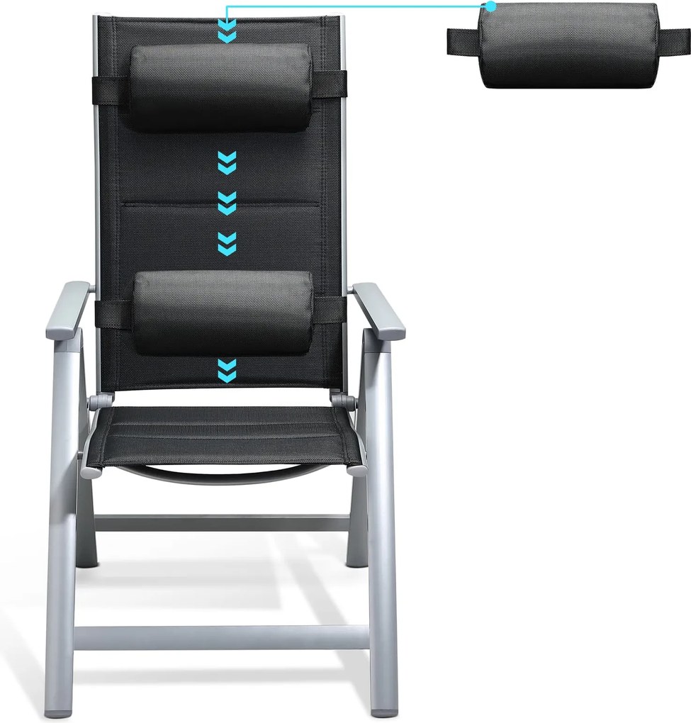 Conjunto de 2 Cadeiras de jardim Bern Premium encosto ajustável e estrutura prateada