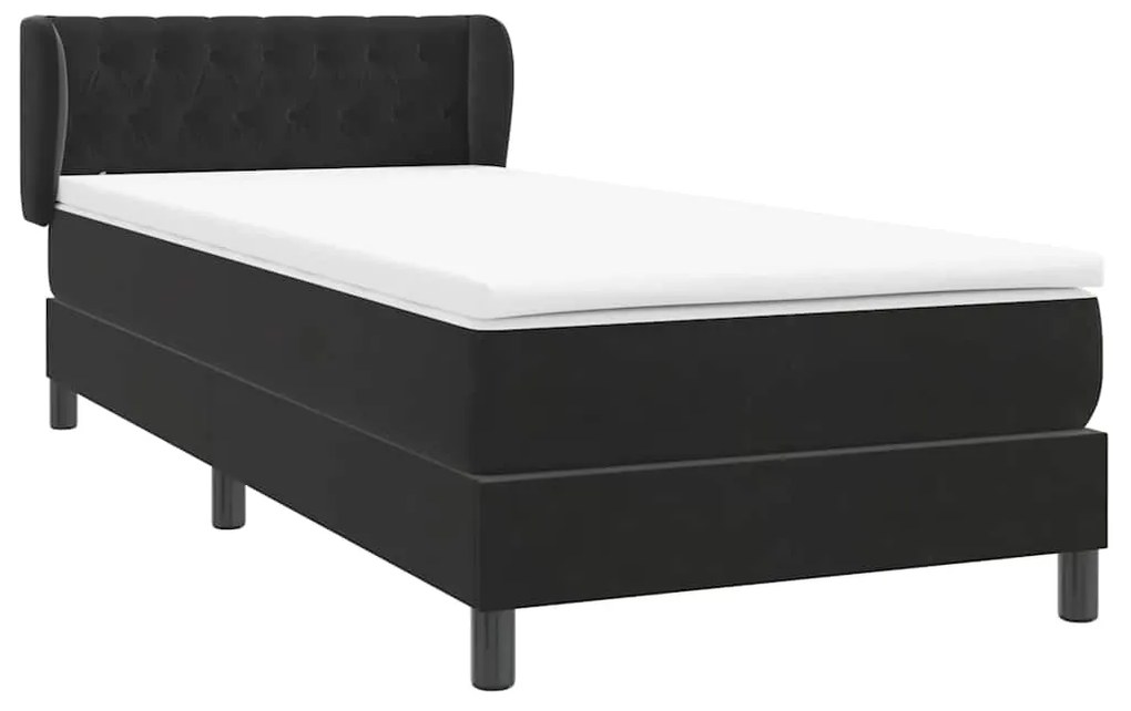 Cama box spring com colchão 90x210 cm veludo preto