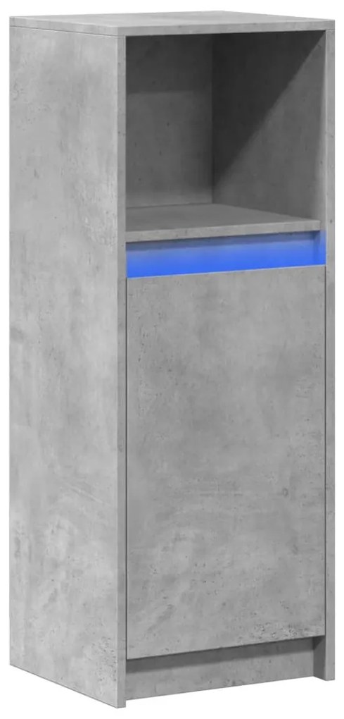 Aparador com luzes LED derivados de madeira cinzento cimento