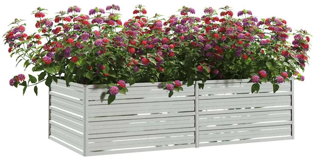 Canteiro elevado de jardim 160x80x45cm aço galvanizado prateado