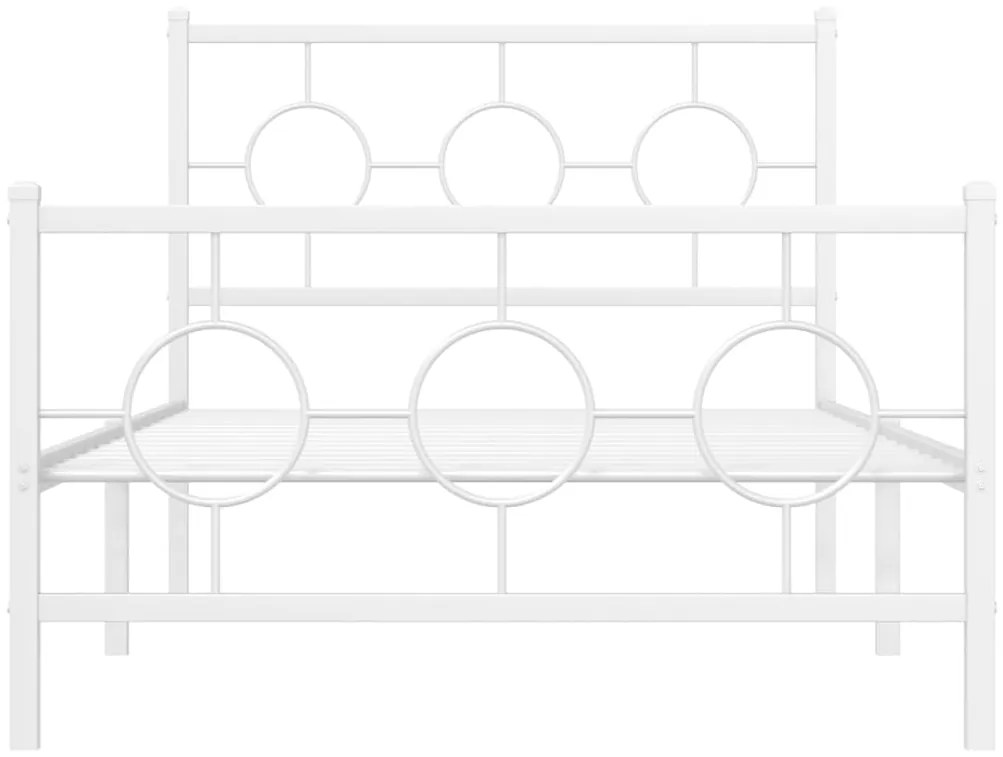 Estrutura de cama com cabeceira e pés 100x190 cm metal branco