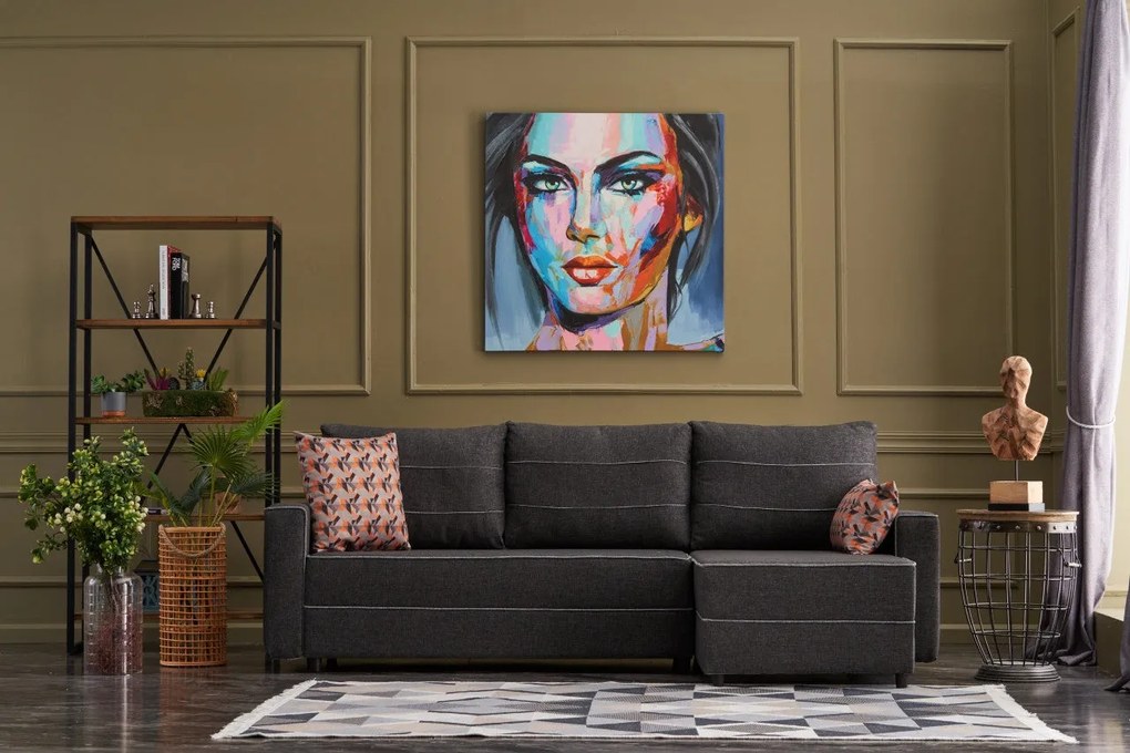 Sofá-cama de canto Ece – Antracite – 242 cm x 88 cm x 90 cm