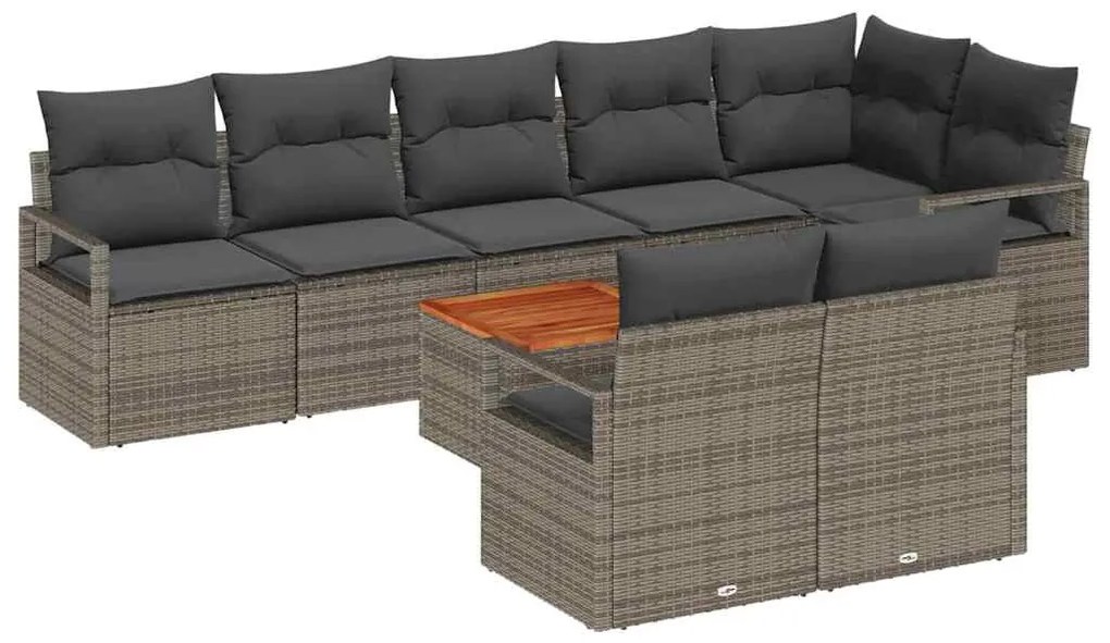 Conjunto de Sofá de Jardim 9 pcs Cinzeto Grande