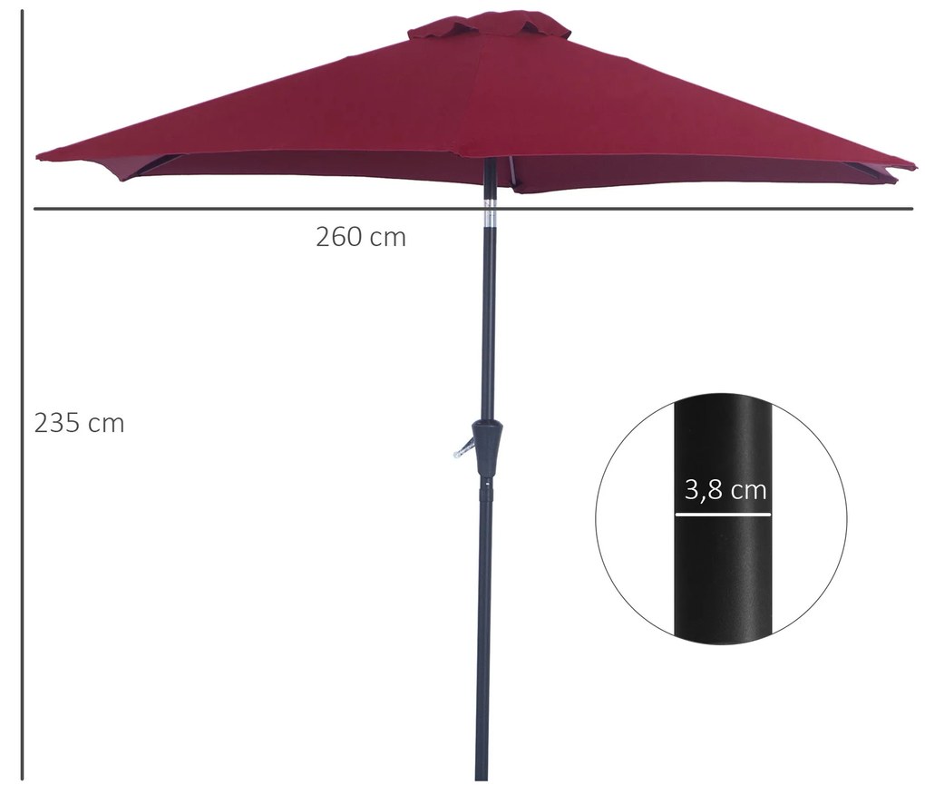 Chapéu de Sol de Jardim Ø270x235cm Chapéu de Sol de Alumínio Reclináve