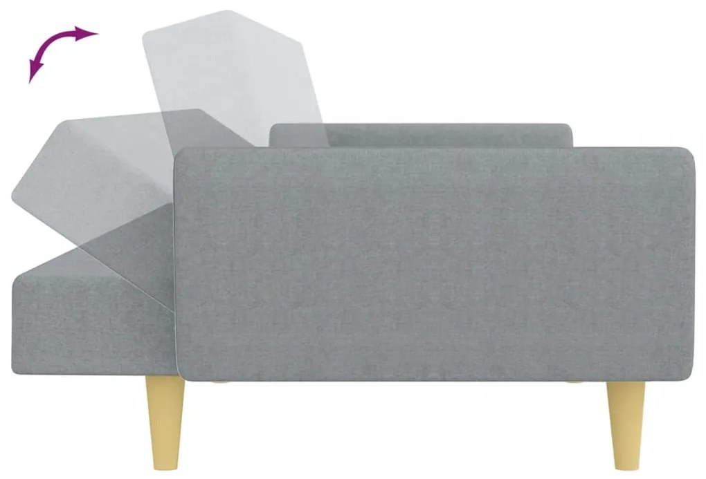 Sofá-cama de 2 lugares c/ apoio de pés tecido cinzento-claro