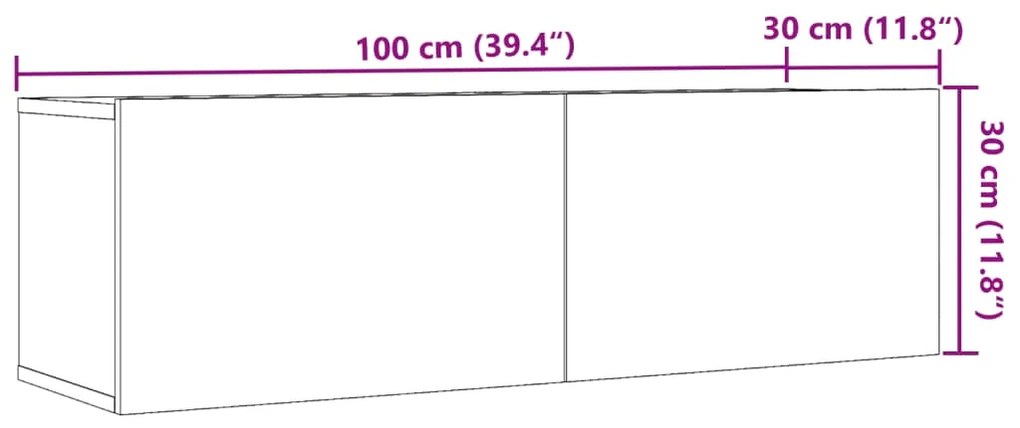 Móveis de parede para TV 2 pcs 100x30x30 cm madeira velha