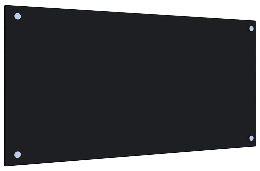 vidaXL Painel anti-salpicos de cozinha 80x40 cm vidro temperado preto