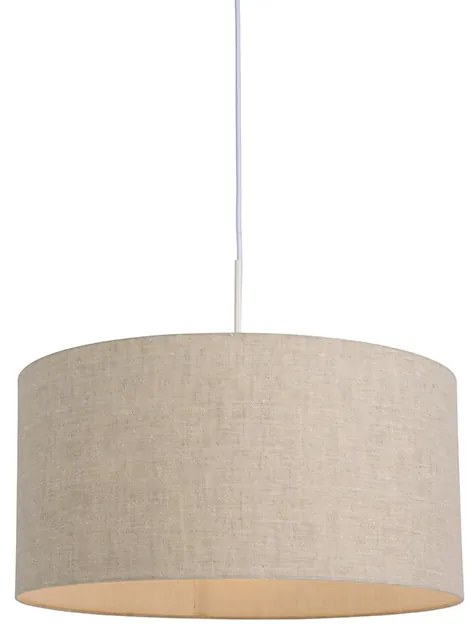 Candeeiro de suspensão rústico branco com abajur de algodão cinzento claro 50 cm - Combi Moderno,Rústico ,Clássico / Antigo