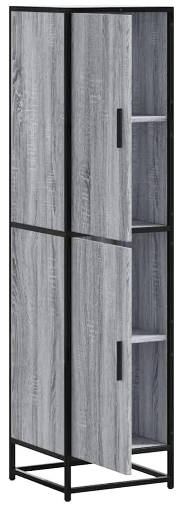 Armário alto 35,5x35x139 cm madeira e metal cinza sonoma