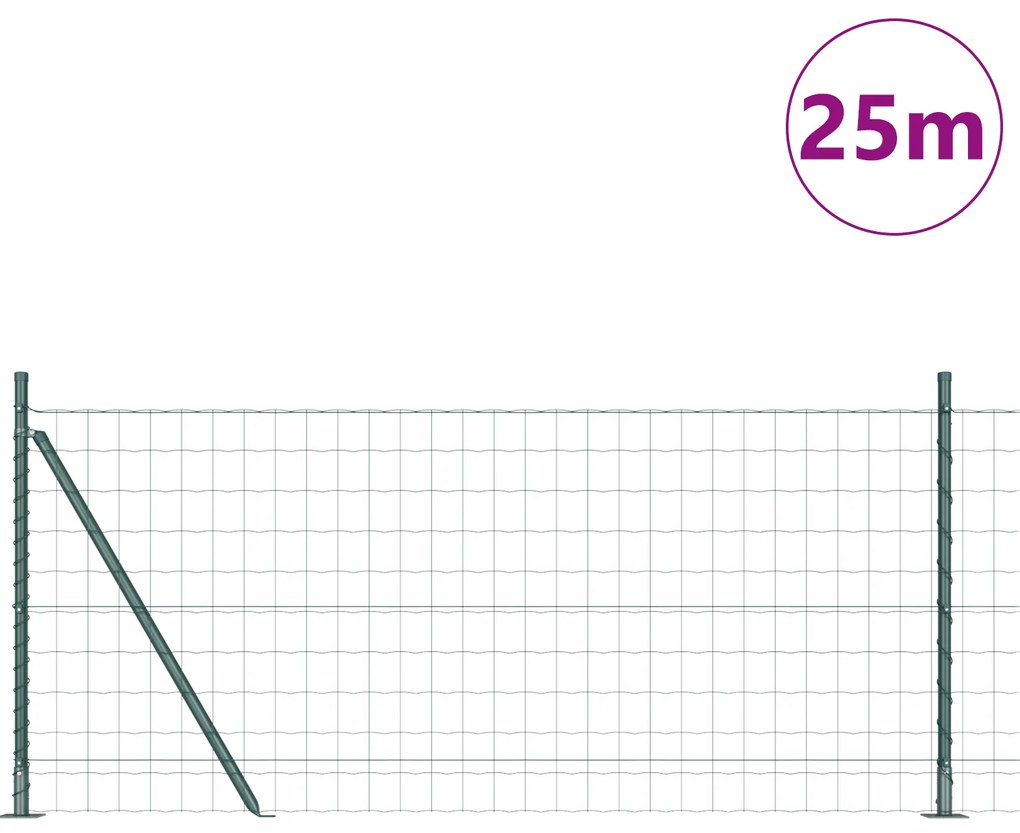 Cerca Euro com 13 Postes Flangeados 0.8x25 m Aço Galvanizado