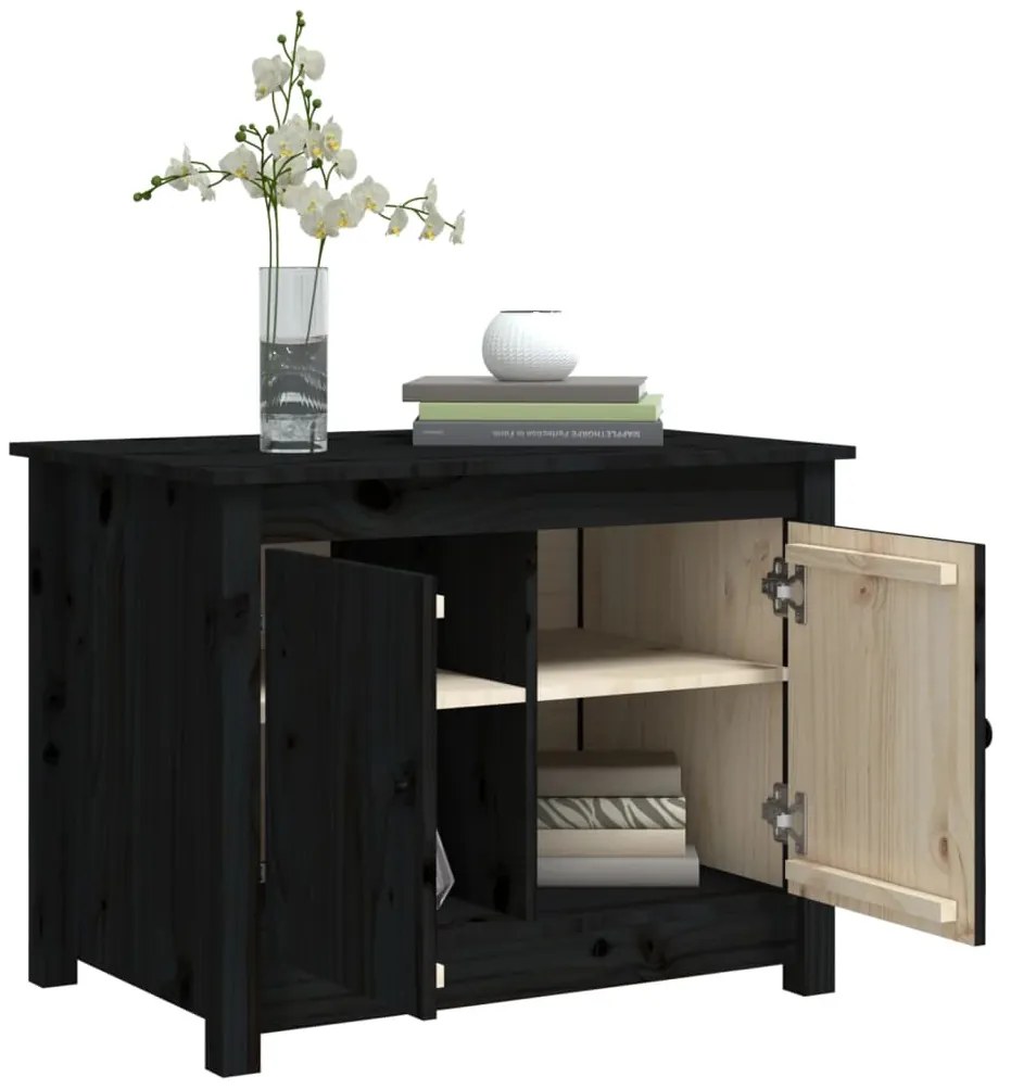 Mesa de centro 71x49x55 cm pinho maciço preto