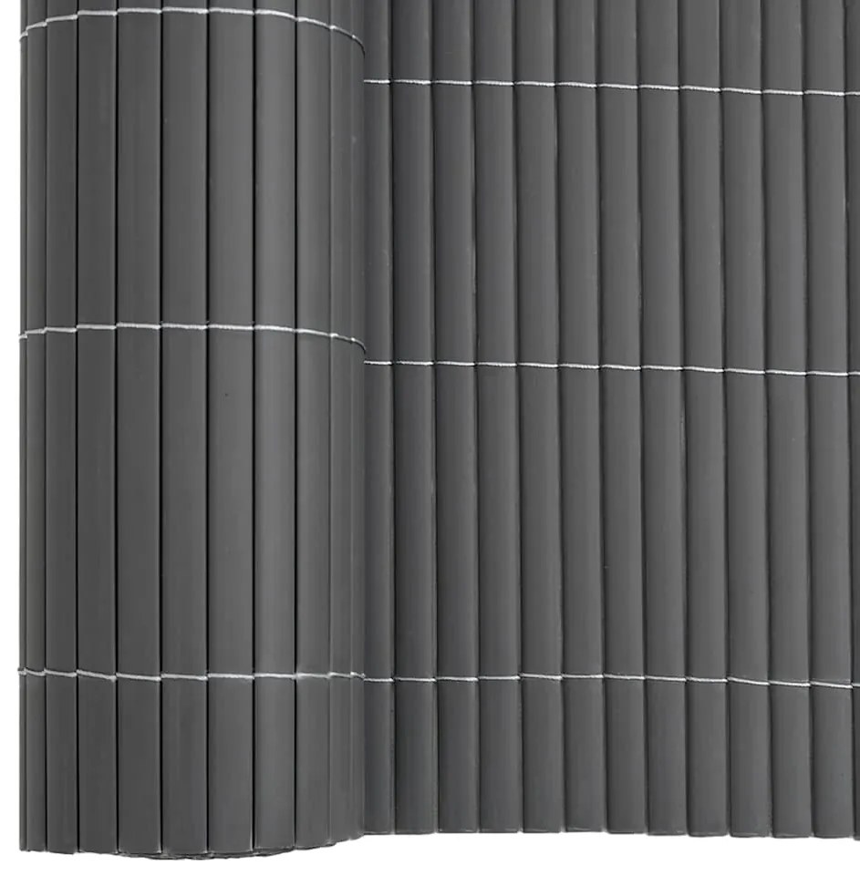 Cerca de jardim dupla face cinzento 1,8x3 m PVC