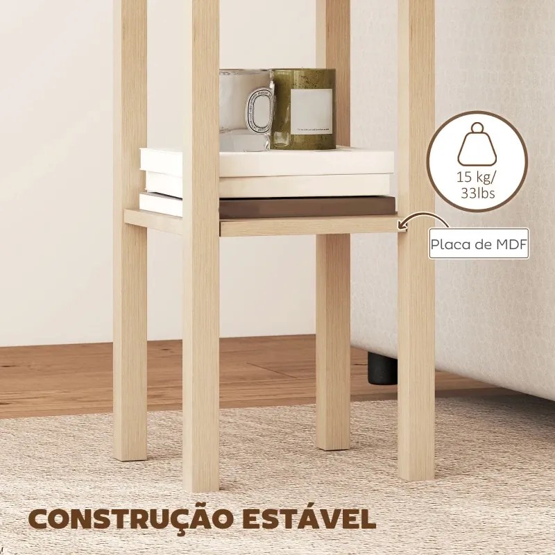 Mesa de Apoio com Gaveta e Prateleira de Armazenamento Estilo Moderno 30x30x75 cm Madeira