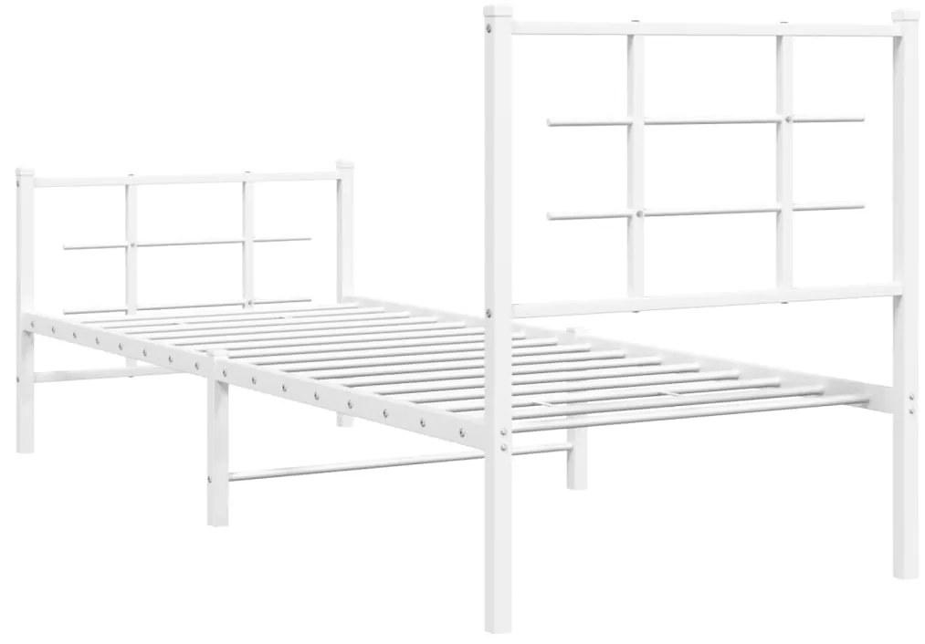 Estrutura de cama com cabeceira e pés 80x200 cm metal branco