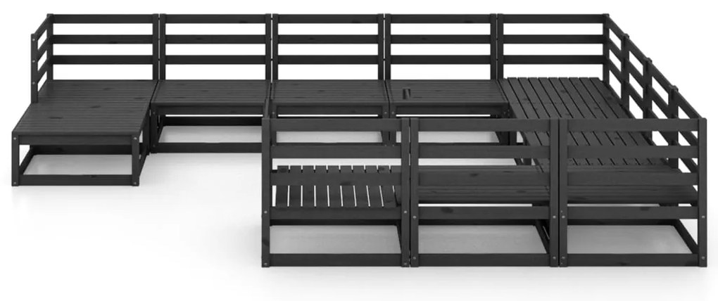 11 pcs conjunto lounge de jardim pinho maciço