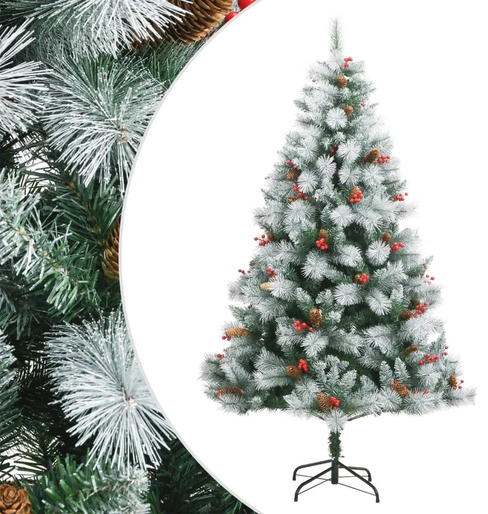 vidaXL Árvore de Natal artificial articulada c/ pinhas e bagas 240 cm