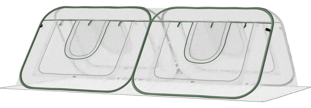 Outsunny Estufa de jardim Pop-up com 4 portas portátil bolsa de transporte para plantas Flores Aço 240x120x75 cm Branco | Aosom Portugal