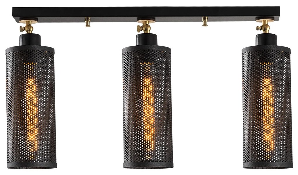 Candeeiro de Teto Amasra – Preto e Dourado – 66 x 10 cm