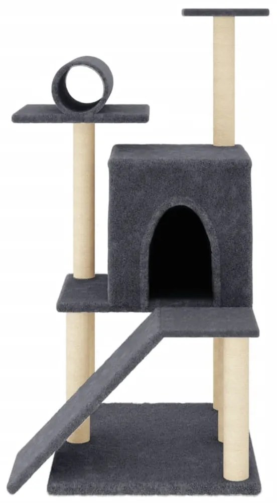 Árvore gatos c/ postes arranhadores sisal 110,5 cm cinza-escuro