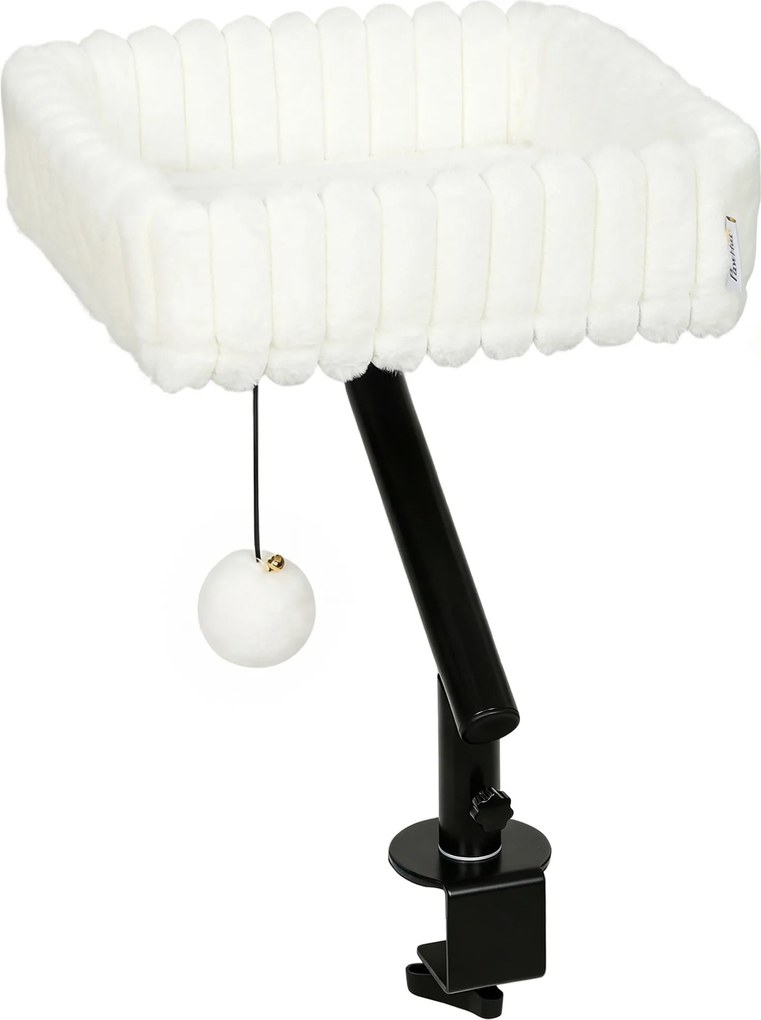PawHut Cama para Escrivaninha de Gato, Cama para Mesa com Rotação 360°, Bolinha Pendurada Braçadeira Ajustável para Gato até 6 kg | Aosom Portugal