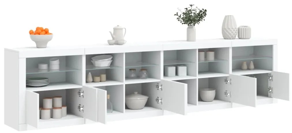 vidaXL Aparador com luzes LED 283x37x67 cm branco