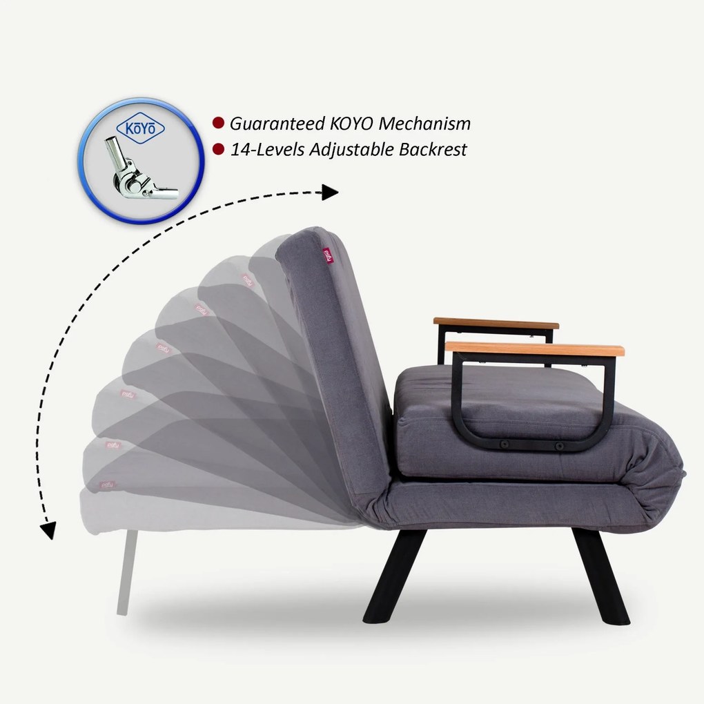 **** Sofá-Cama Sando de 1 Lugar – Cinzento – 50x67x41 cm
**