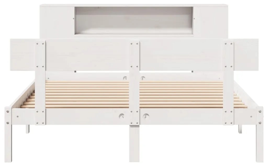 Cama com estante sem colchão 120x190 cm pinho maciço branco