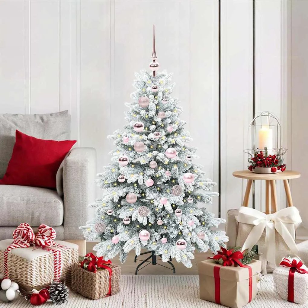 vidaXL Árvore de Natal Artificial com 150 LEDs Branco 120 cm PE e PVC