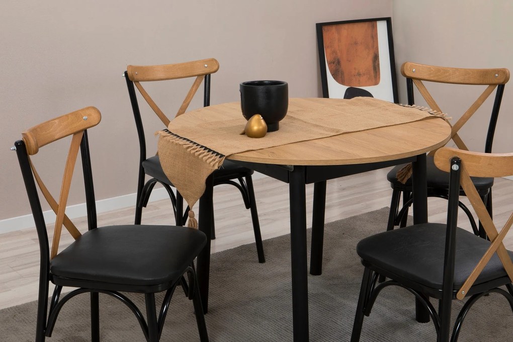 Conjunto de Mesa de Jantar Extensível e Cadeiras (5 Peças) Oliver – Ca