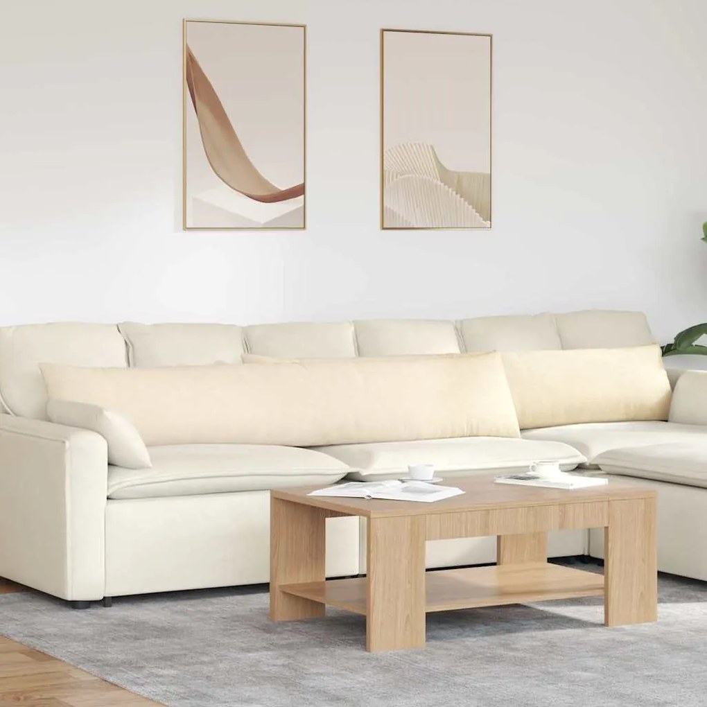 vidaXL Travesseiros de Sofá 2 pcs Creme 200 x 40 cm