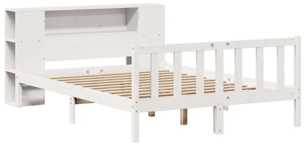 Cama com estante sem colchão 160x200 cm pinho maciço branco