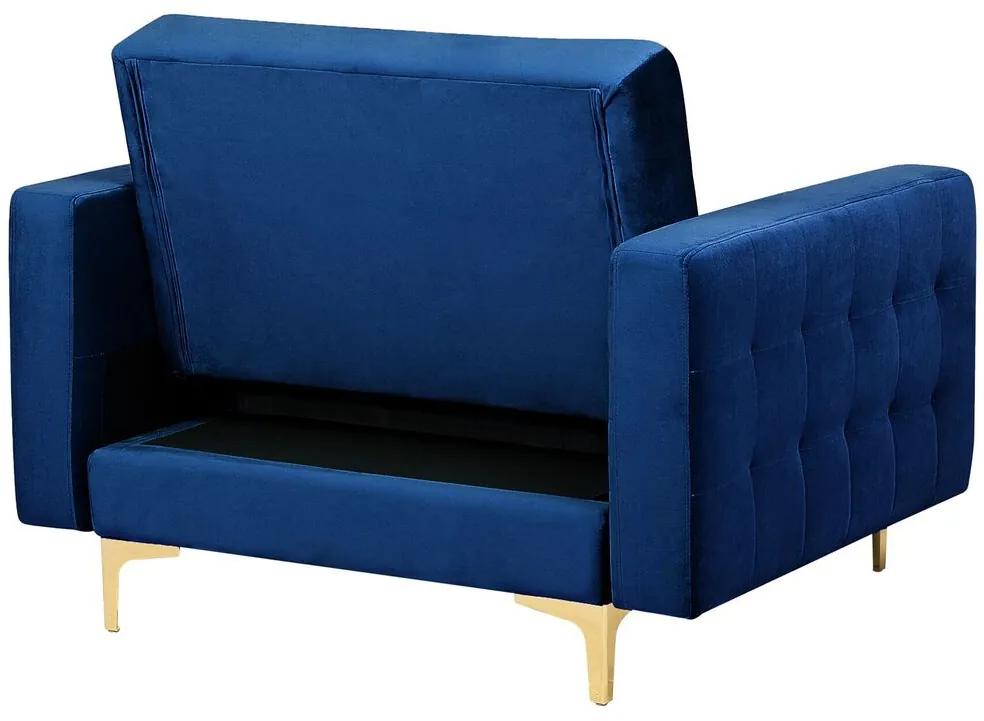 Conjunto de sofás reclináveis com 5 lugares em veludo azul marinho ABERDEEN Beliani