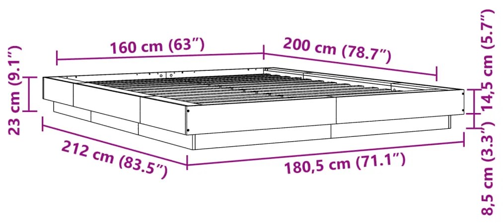 Estrutura de cama 160x200 cm derivados de madeira branco