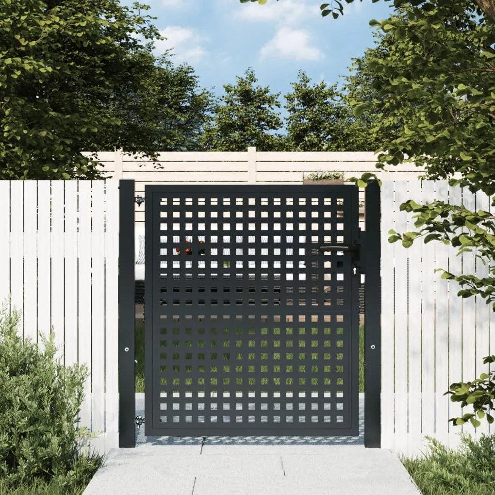 vidaXL Portão de jardim 105x150 cm aço antracite