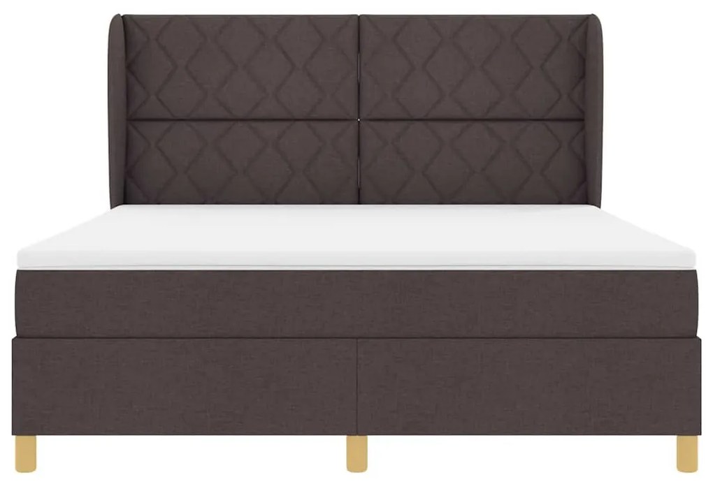 Cama Box Spring vidaXL com Colchão Marrom Escuro 180x200 cm Tecido
