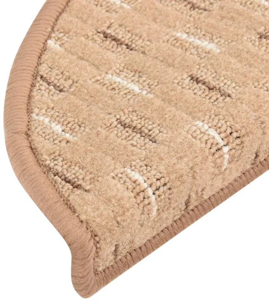 Tapete/carpete para degraus 15 pcs 56x17x3 cm castanho-claro