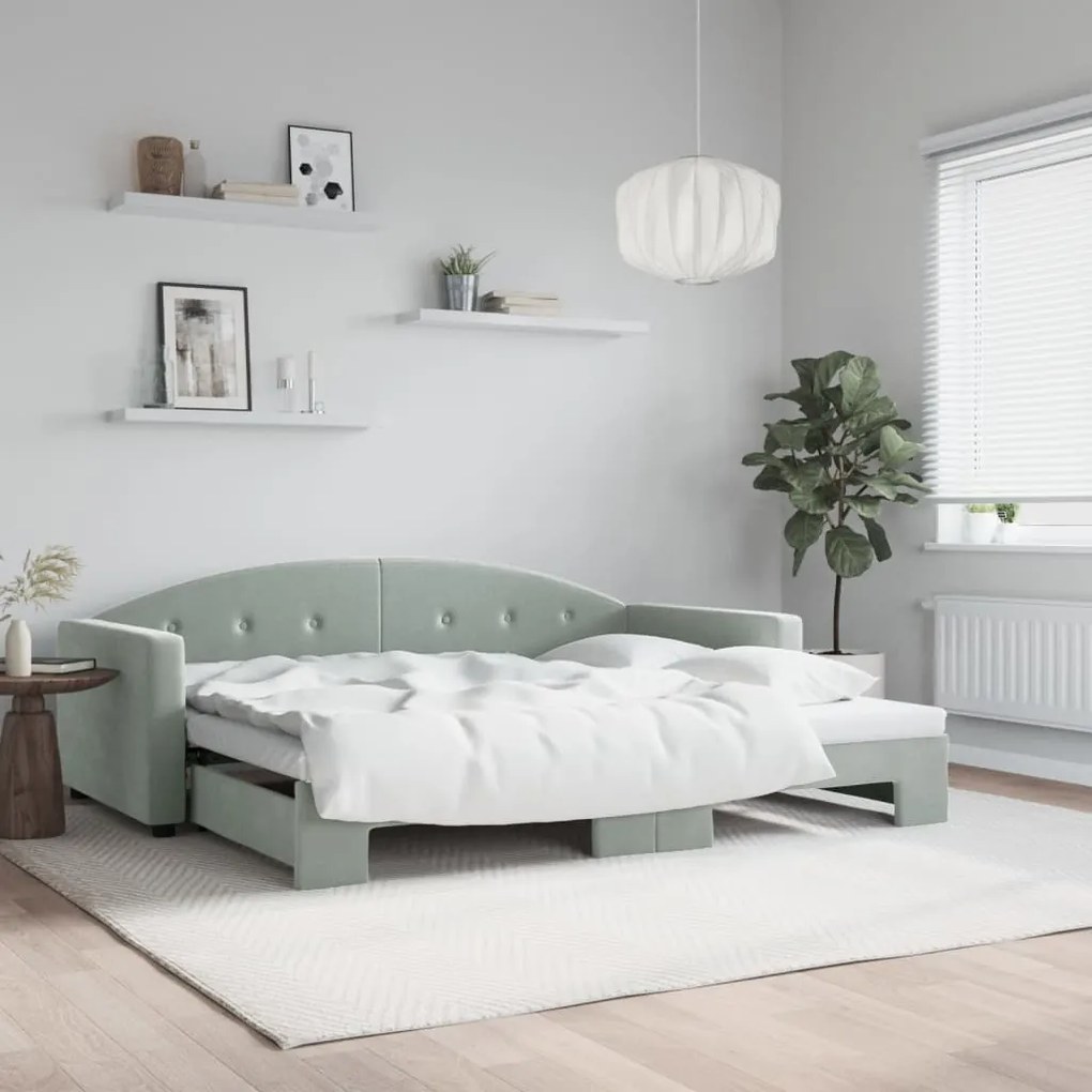 vidaXL Sofá-cama com gavetão 90x200 cm veludo cinzento-claro
