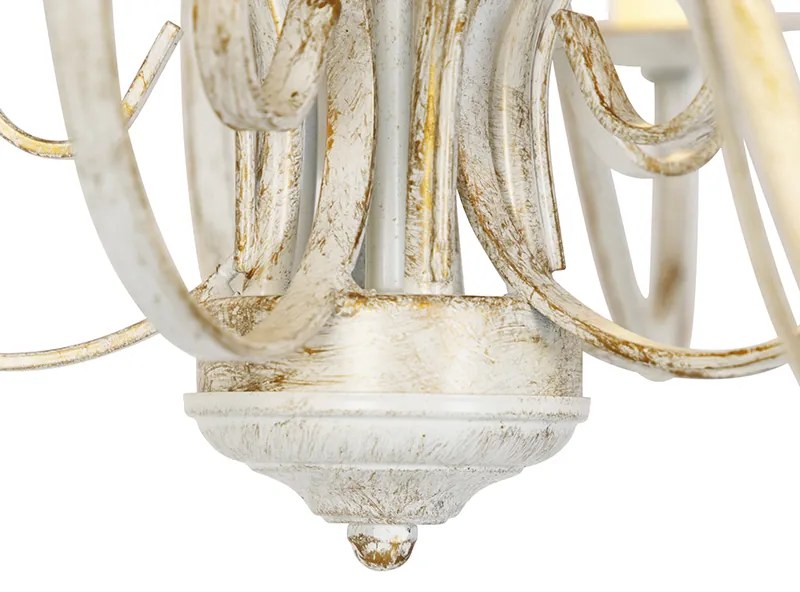 Candeeiro de teto branco com abajures plissados creme 5 luzes - Giuseppe