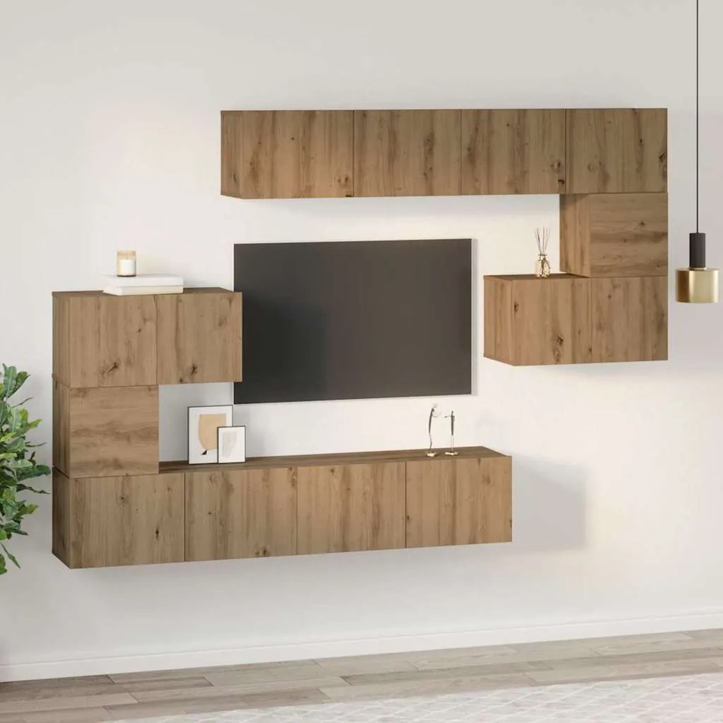 Conjunto de móvel de TV Outros 8 pcs carvalho artisiano
