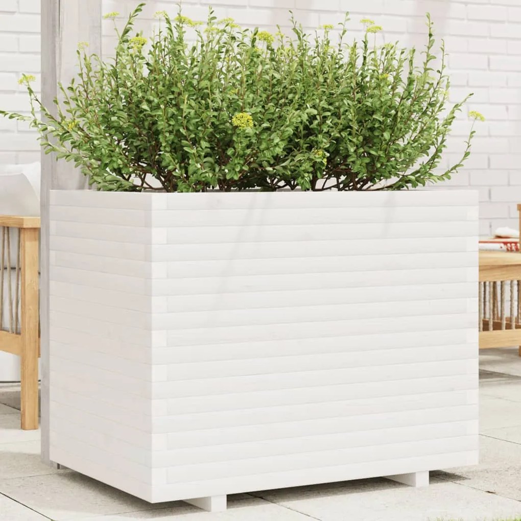 Vaso/floreira de jardim 90x60x72,5 cm pinho maciço branco