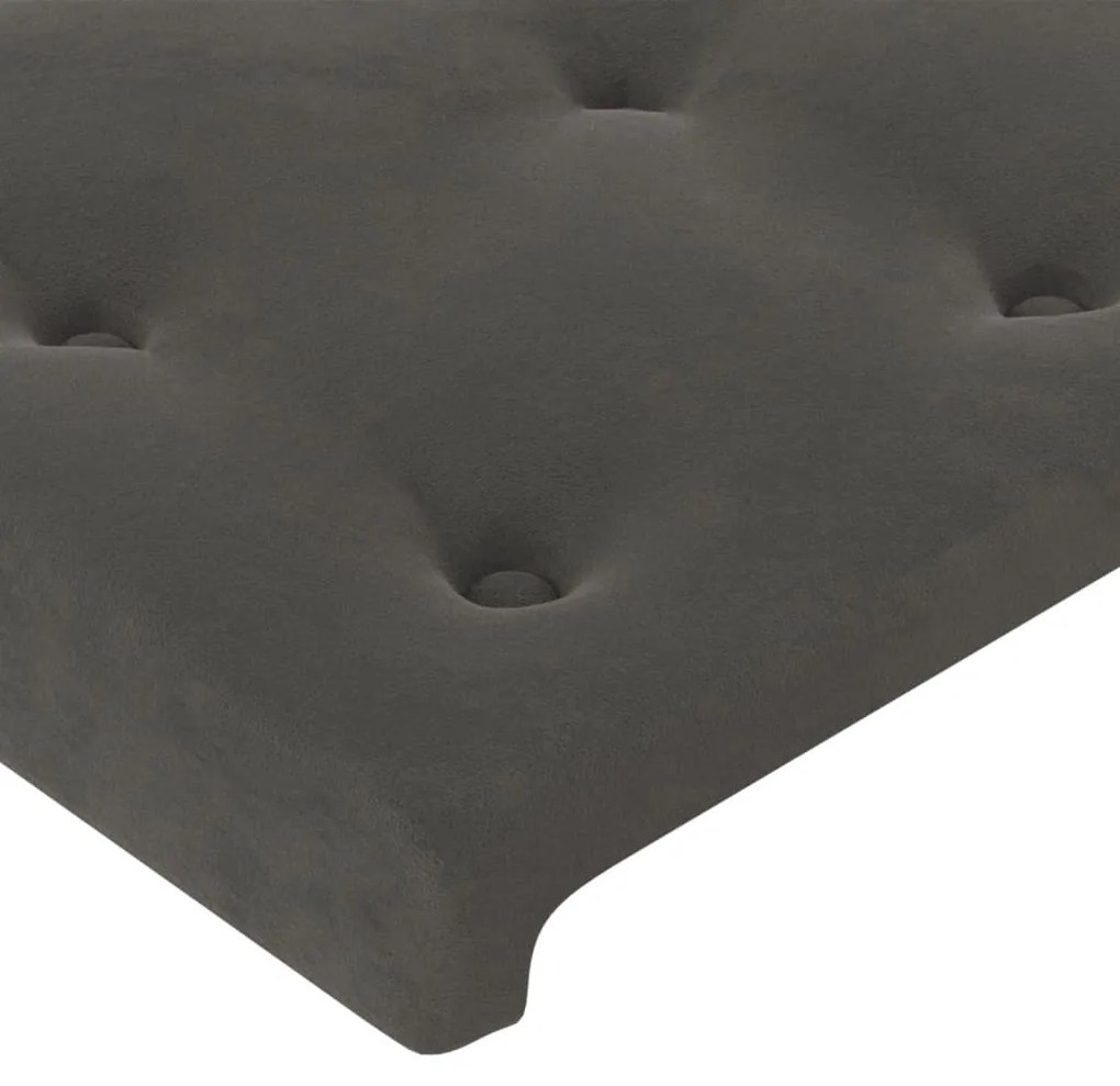 Cama box spring c/ colchão/LED 140x190cm veludo cinzento-escuro