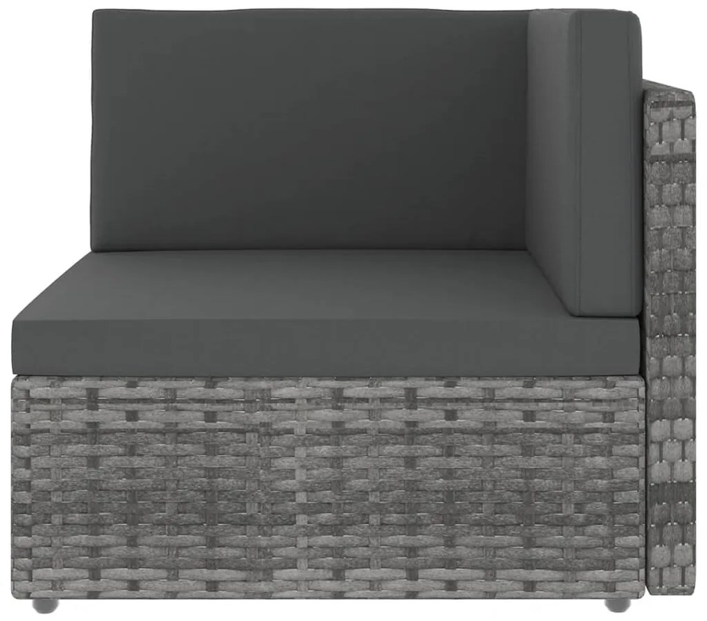 6 pcs conjunto lounge de jardim c/ almofadões vime PE cinzento