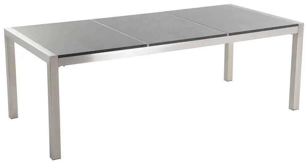 Mesa de refeições em inox e paineis de granito cinzento polido 220 x 100 cm GROSSETO Beliani