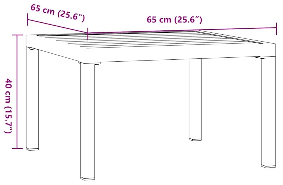 Mesa de centro para jardim 65x65x40 cm alumínio preto