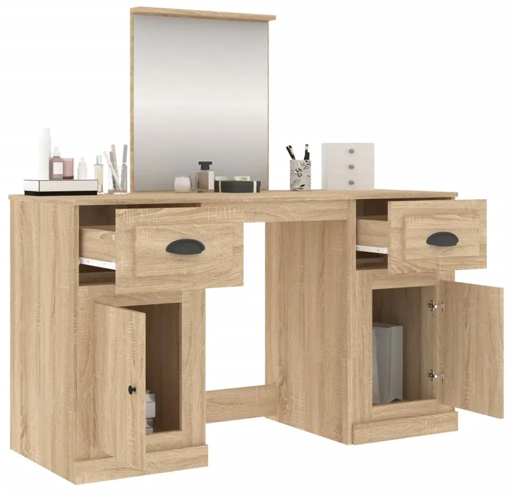 Toucador com espelho 130x50x132,5 cm cor carvalho sonoma